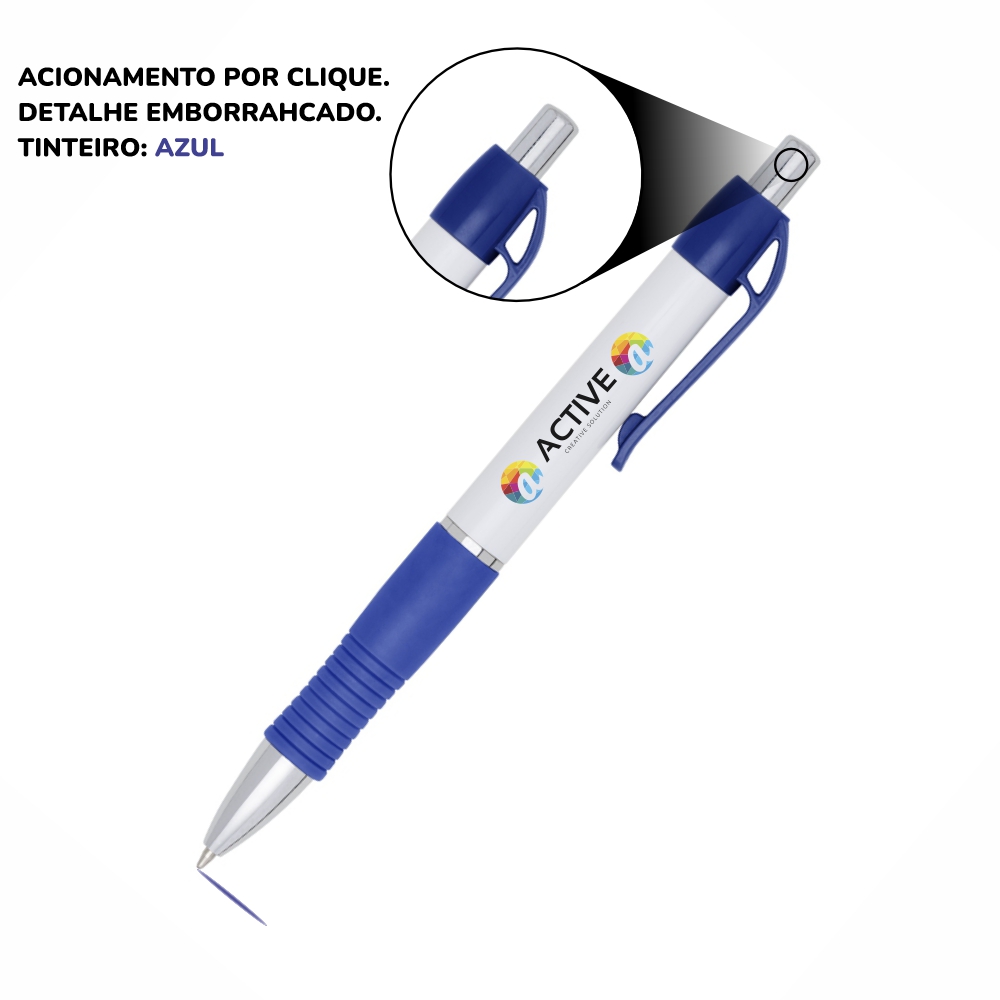 Canetas Impressão Colorida Plásticas Stilo Azul