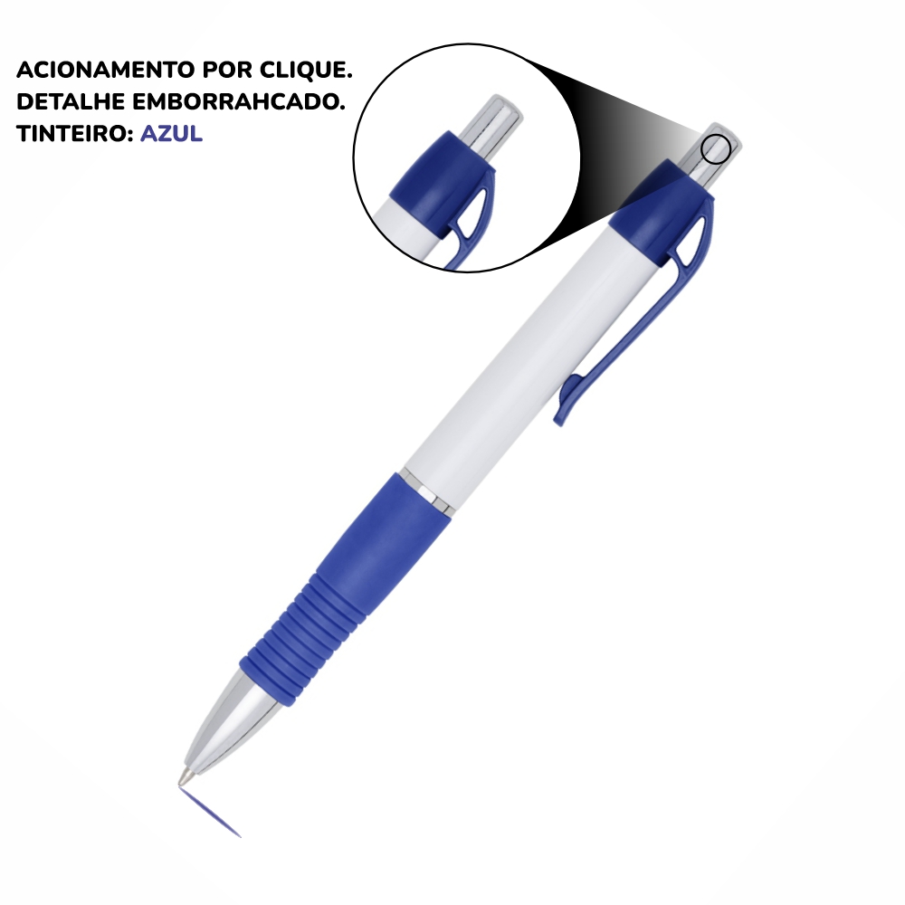 Canetas Impressão Colorida Plásticas Stilo Azul