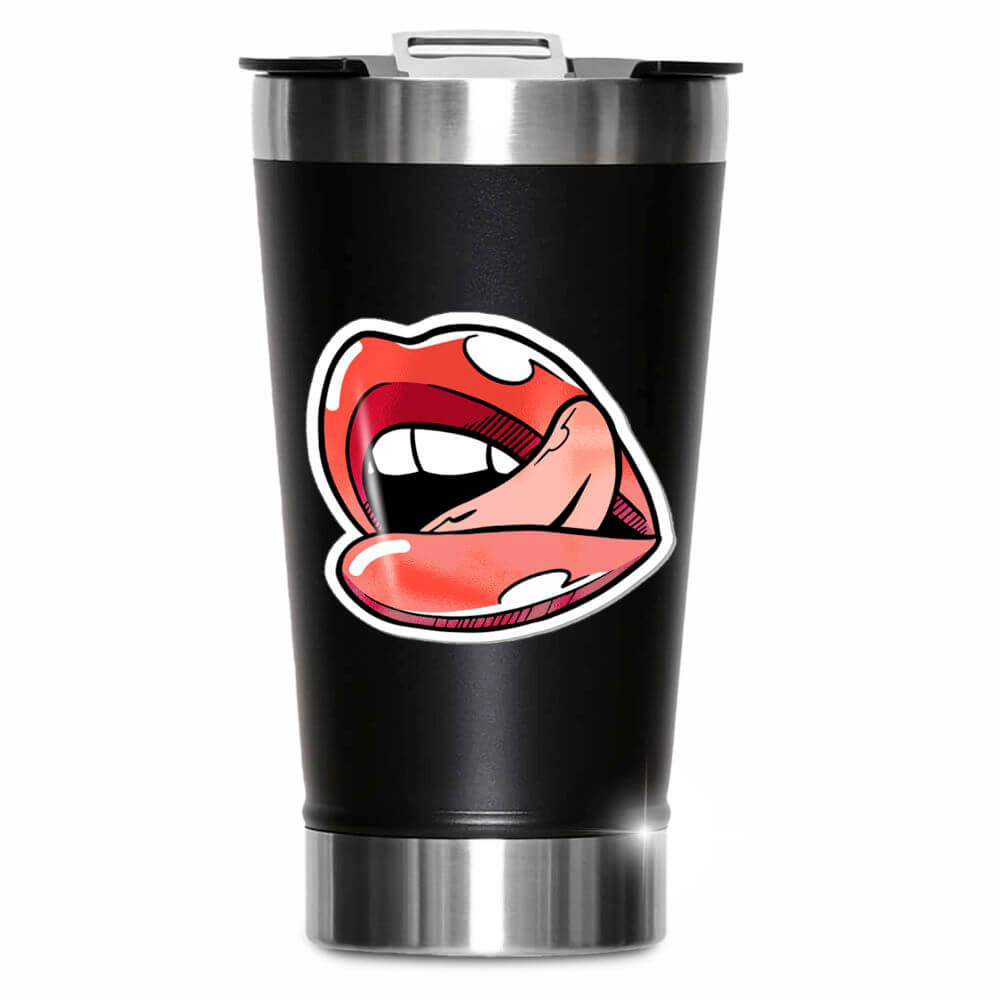 Copo Térmico Modelo Com Abridor E Dtf Uv Preto