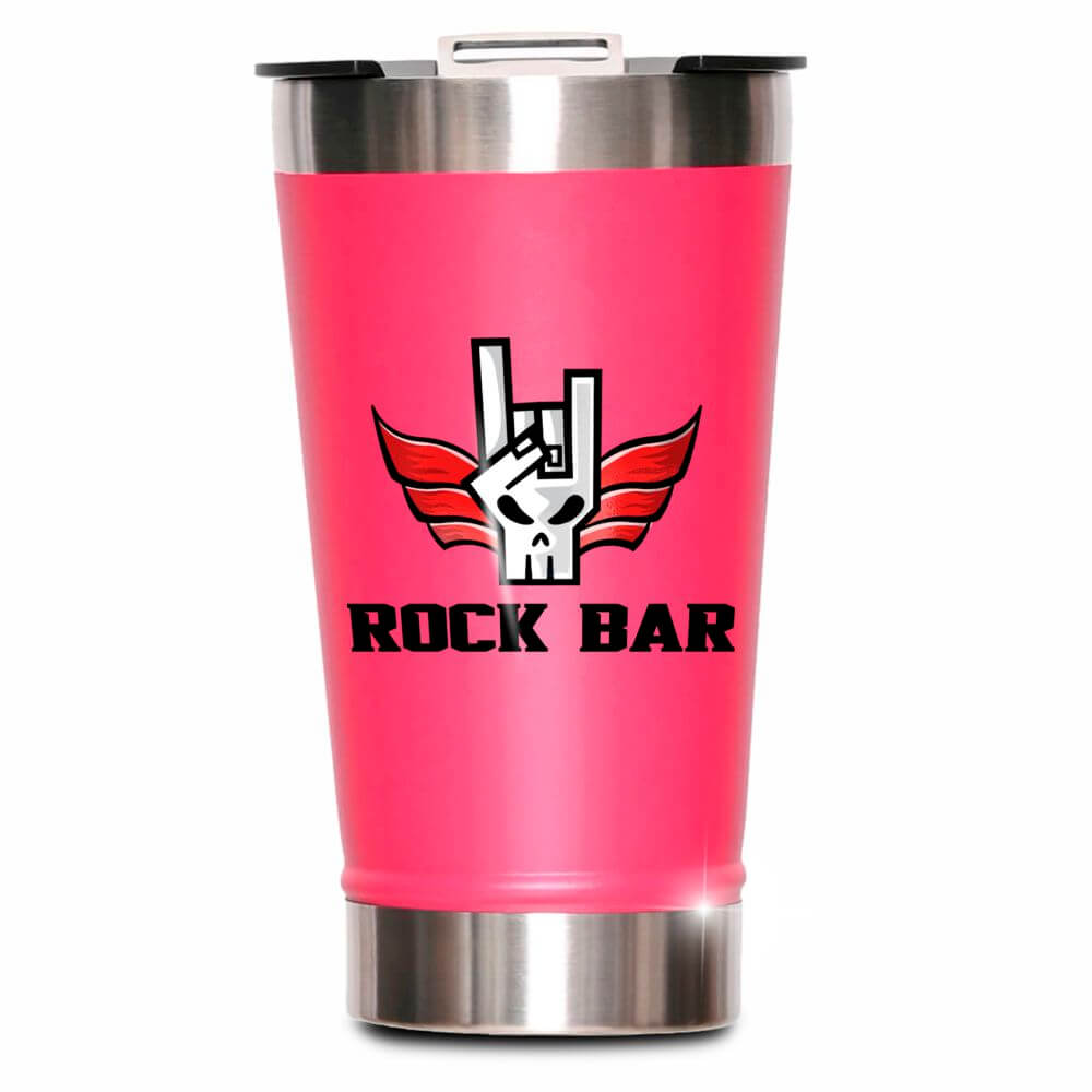 Copo Térmico Modelo Com Abridor E Dtf Uv Rosa Pink