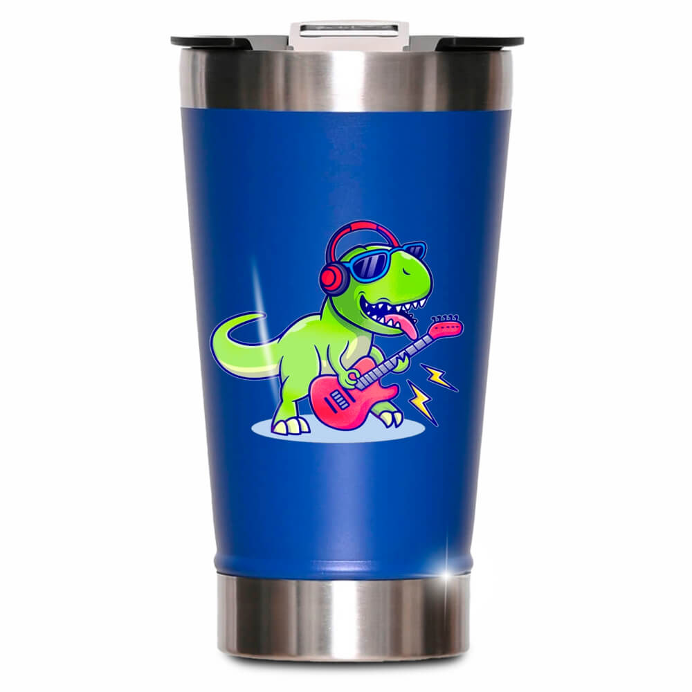 Copo Térmico Modelo Com Abridor E Dtf Uv Azul