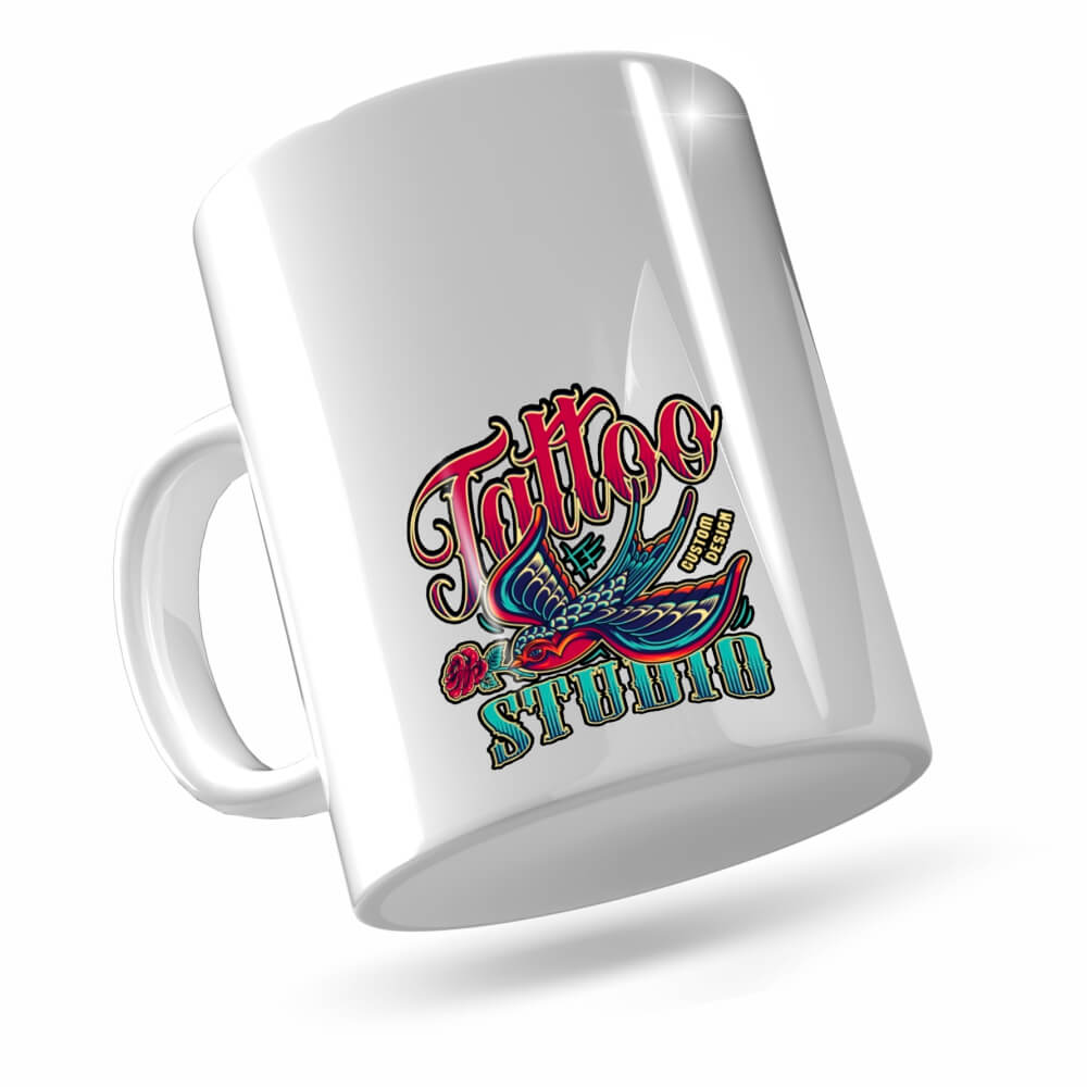 Caneca De Cerâmica Simples 325ml Com Dtf Uv Branca