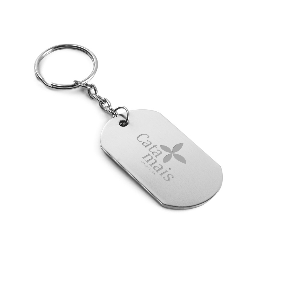 Chaveiro Gravação a Laser Alumínio Modelo Plaquinha Cromado Satinado
