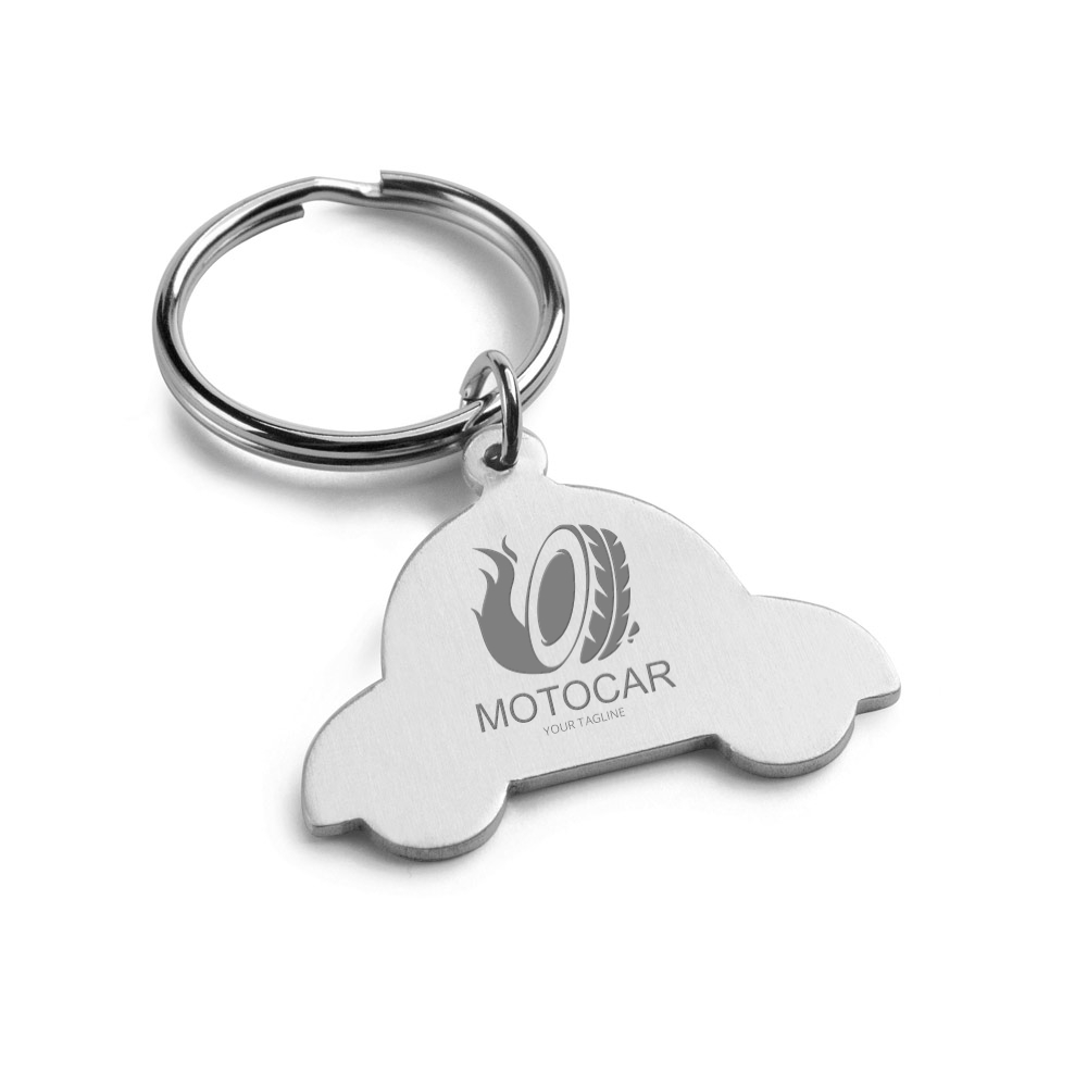 Chaveiro Gravação a Laser Alumínio Modelo Carro Cromado Satinado