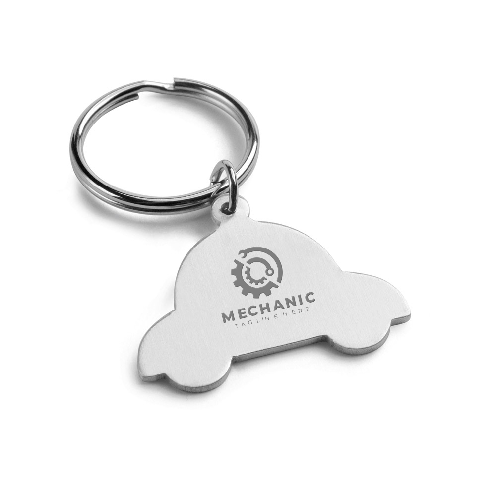 Chaveiro Gravação a Laser Alumínio Modelo Carro Cromado Satinado