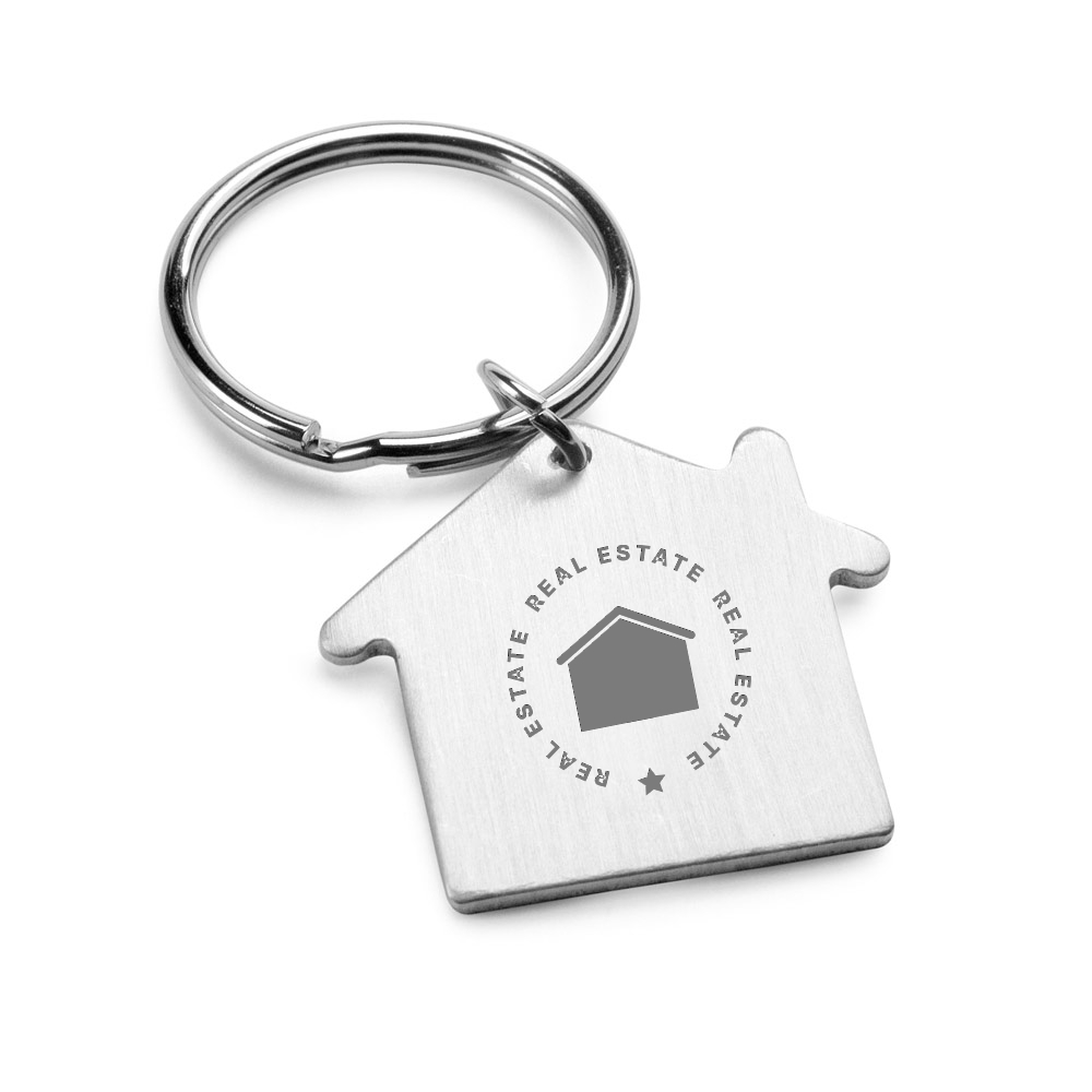 Chaveiro Gravação a Laser Alumínio Modelo Casa Cromado Satinado