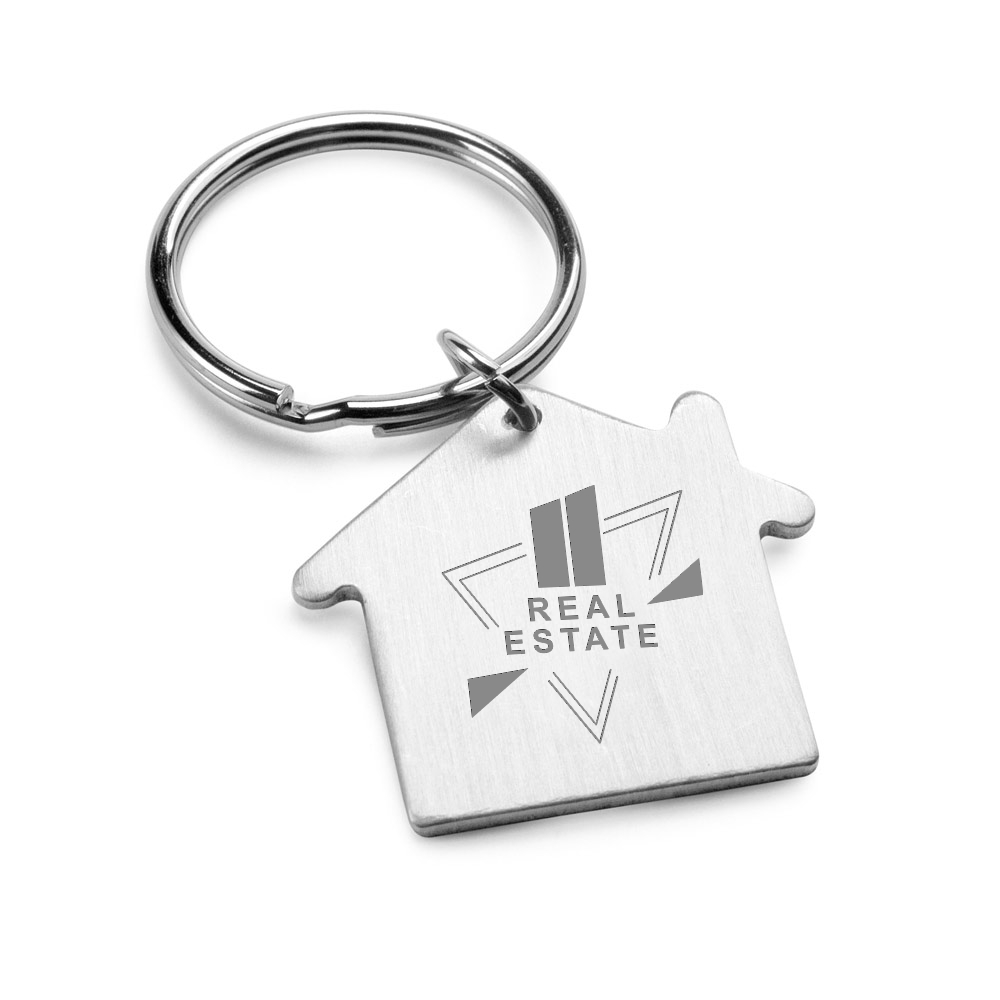 Chaveiro Gravação a Laser Alumínio Modelo Casa Cromado Satinado
