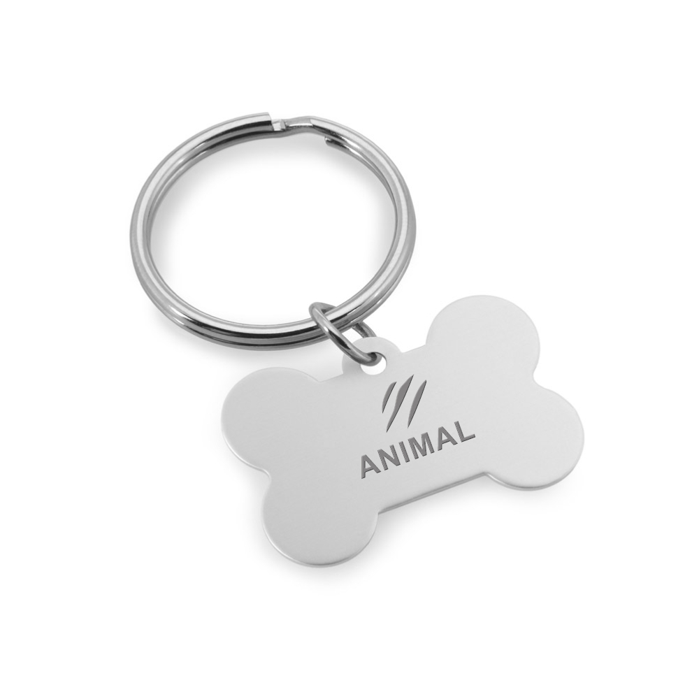 Chaveiro Gravação a Laser Alumínio Modelo Osso Cromado Satinado