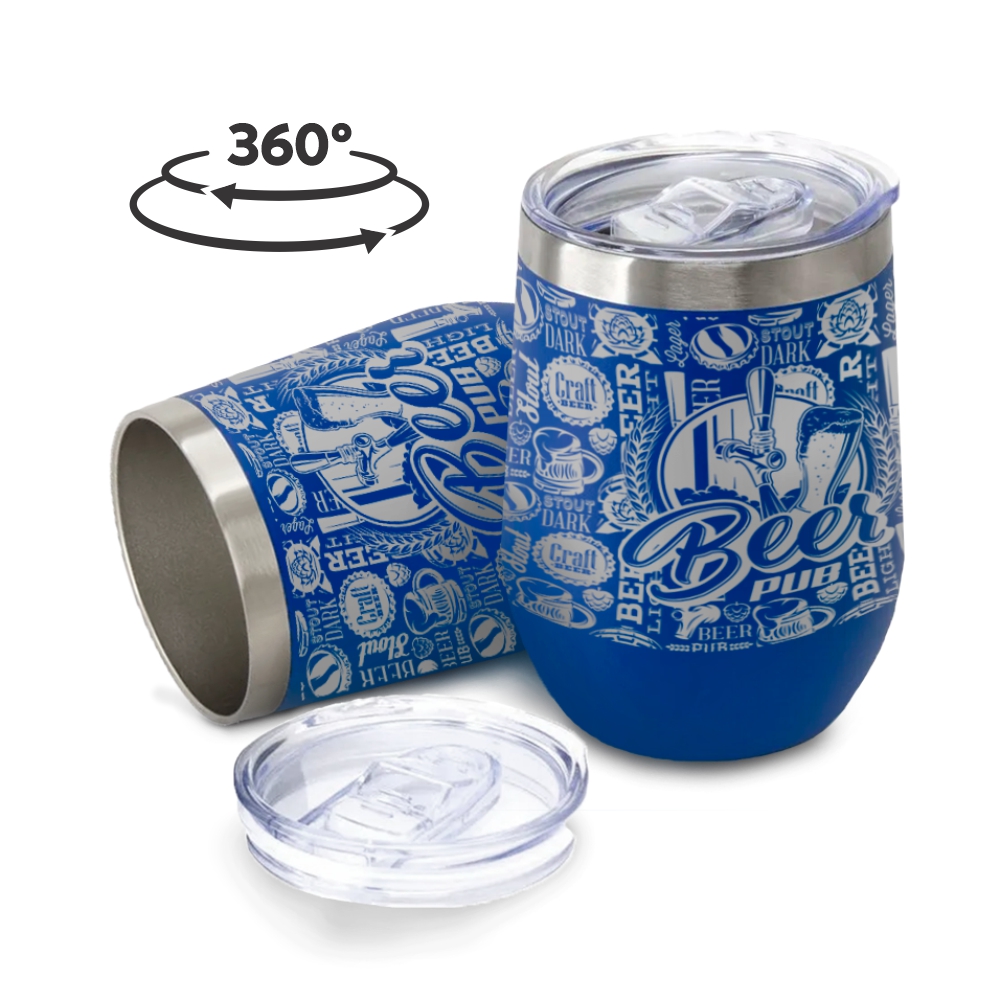 Copos Térmicos Modelo Cuia Com Tampa 360ml Gravação 360 Azul