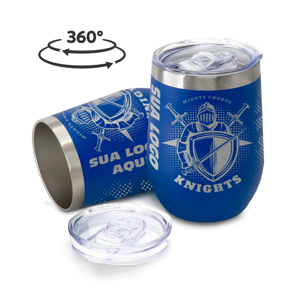 Copos Térmicos Modelo Cuia Com Tampa 360ml Gravação 360 Azul