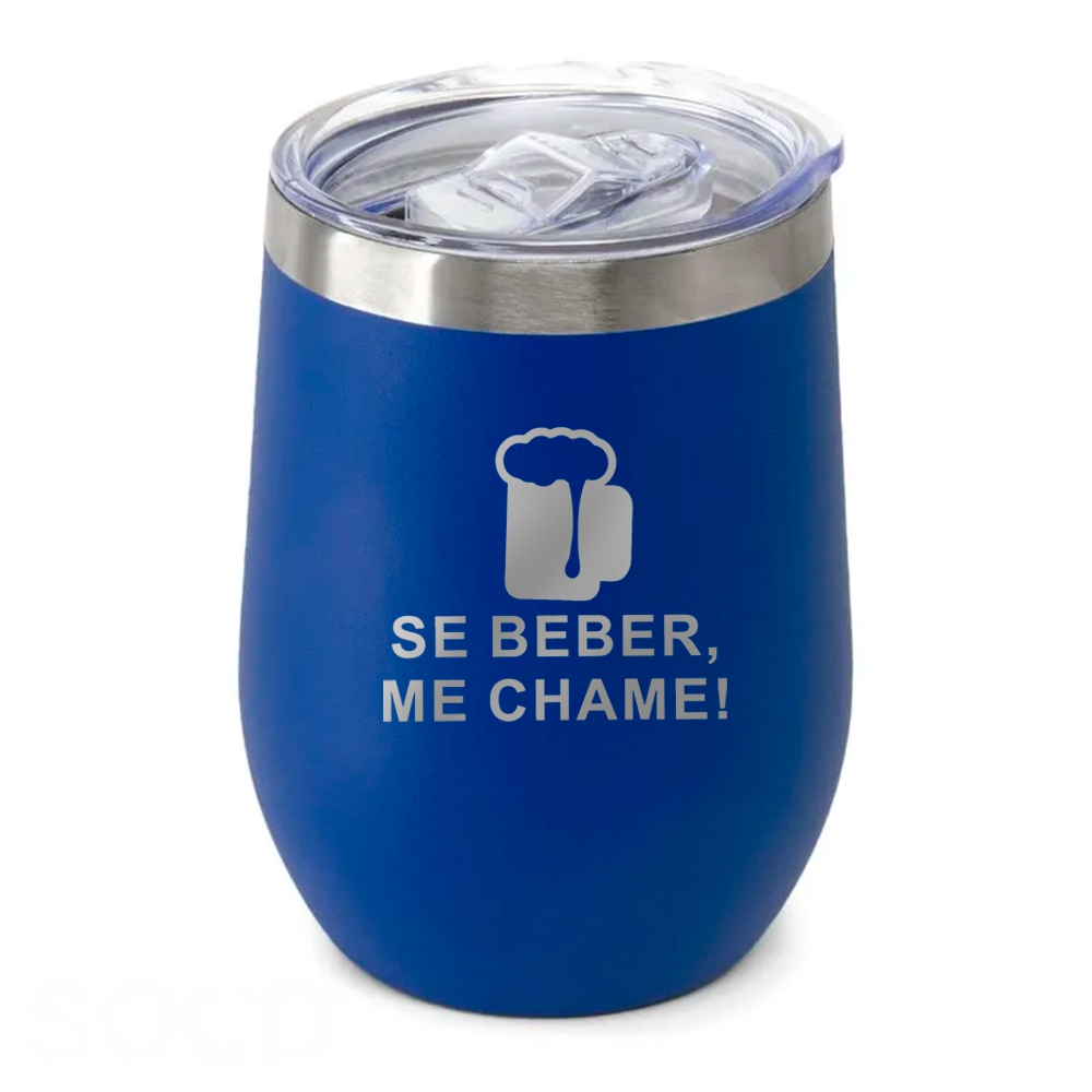 Copos Térmicos Modelo Cuia Com Tampa 360ml Gravação Frontal Azul