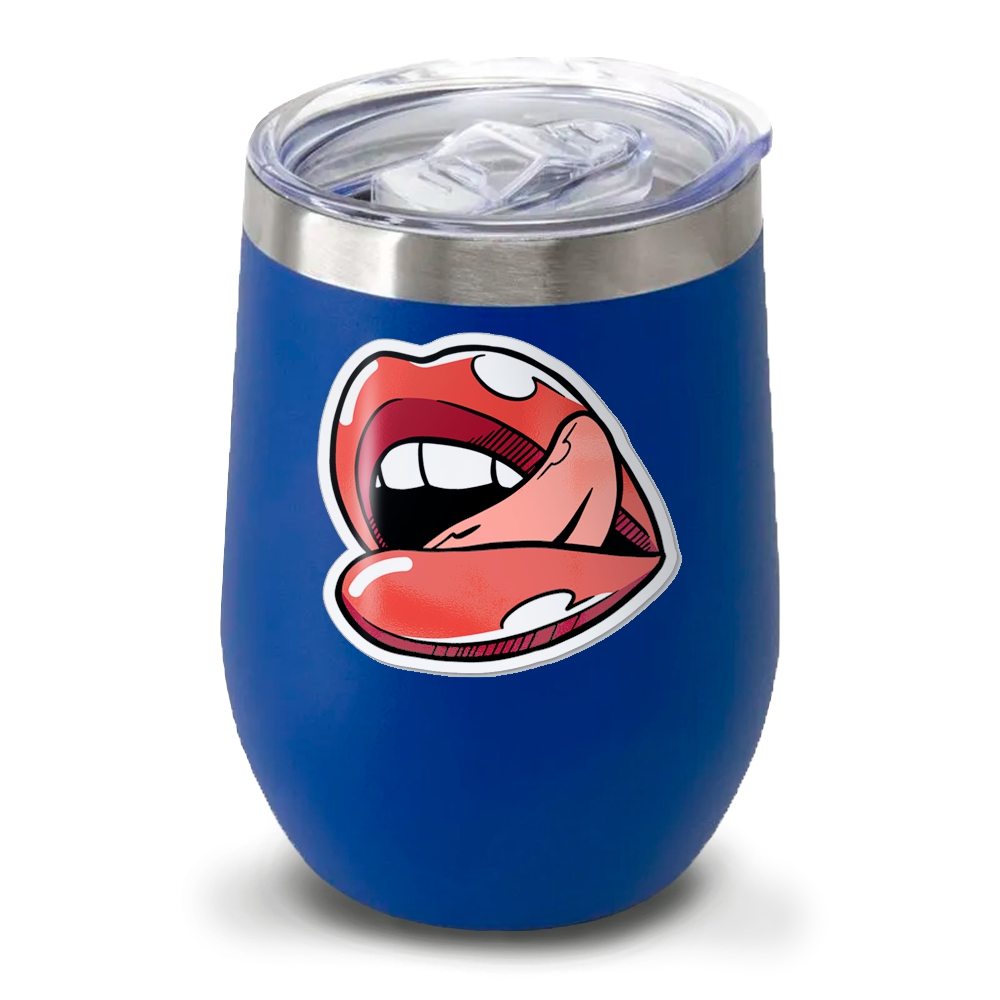 Copos Térmicos Modelo Cuia Com Tampa 360ml Adesivo Dtf Uv Azul