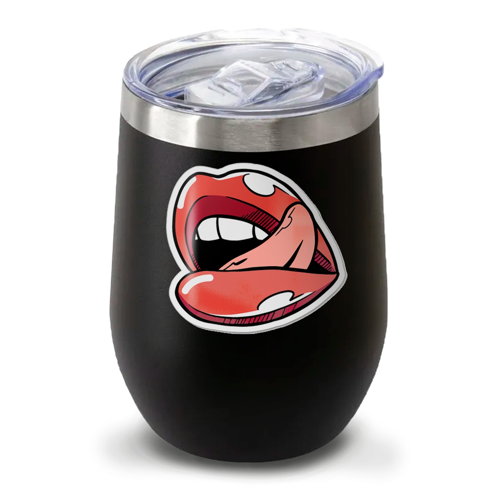 Copos Térmicos Modelo Cuia Com Tampa 360ml Adesivo Dtf Uv Preto