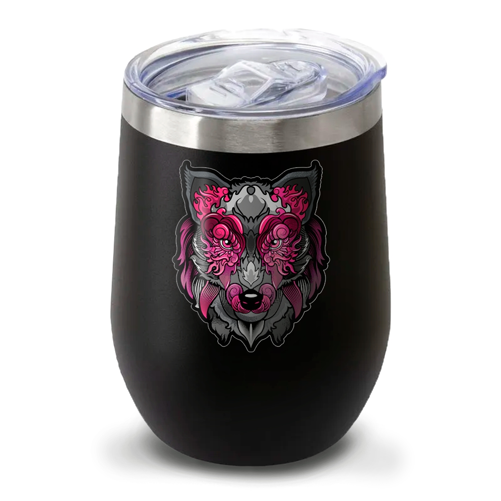 Copos Térmicos Modelo Cuia Com Tampa 360ml Adesivo Dtf Uv Preto