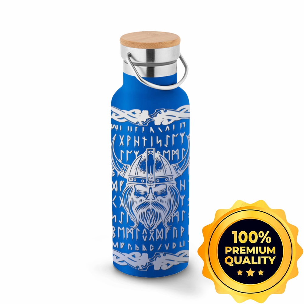 Squeeze De Aço Inox Térmica Modelo Ragnar Com Parede Dupla Gravação 360 (Azul)