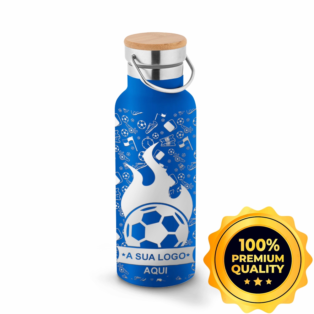 Squeeze De Aço Inox Térmica Modelo Ragnar Com Parede Dupla Gravação 360 (Azul)