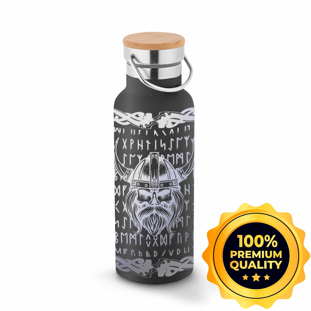 Squeeze De Aço Inox Térmica Modelo Ragnar Com Parede Dupla Gravação 360 (Preta)