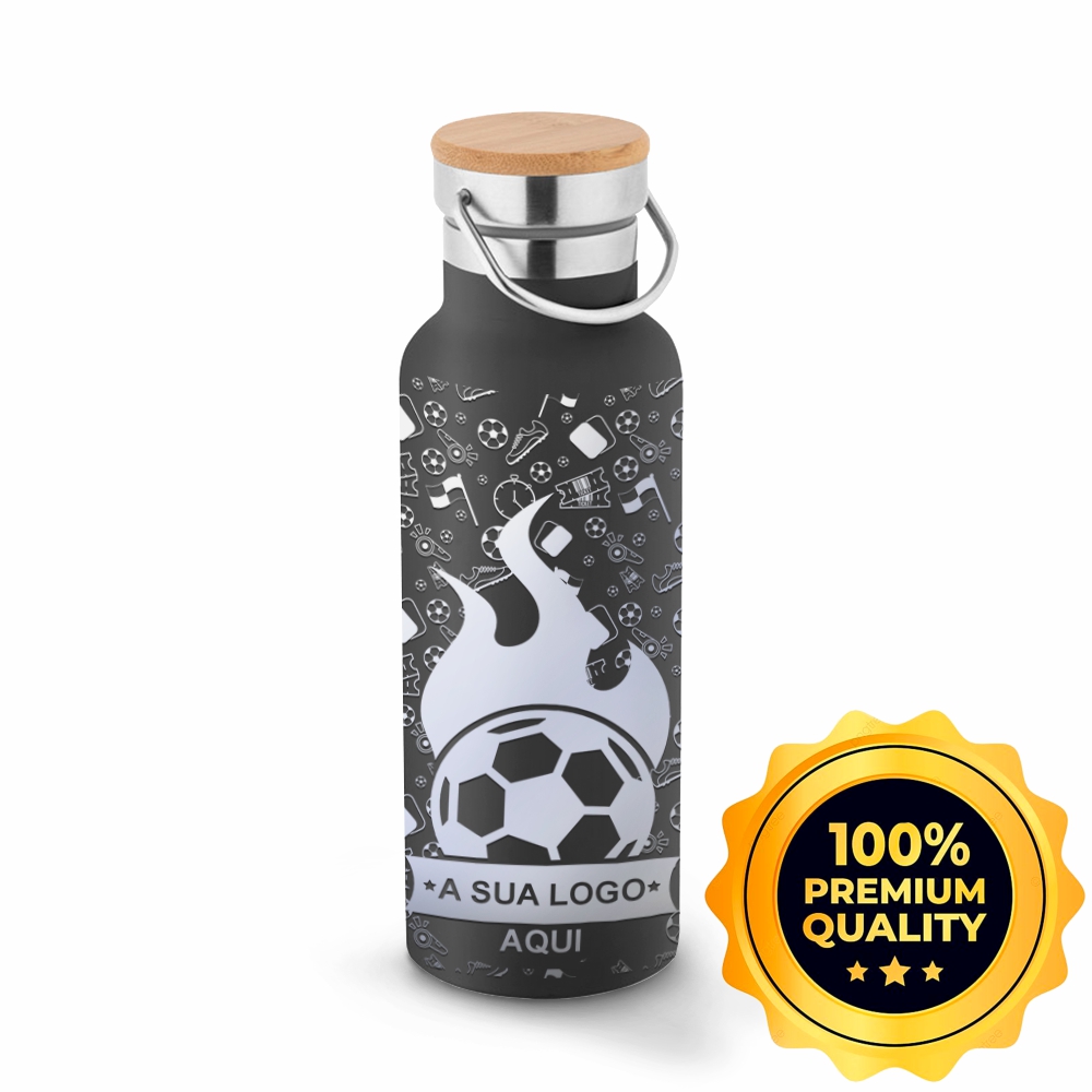 Squeeze De Aço Inox Térmica Modelo Ragnar Com Parede Dupla Gravação 360 (Preta)