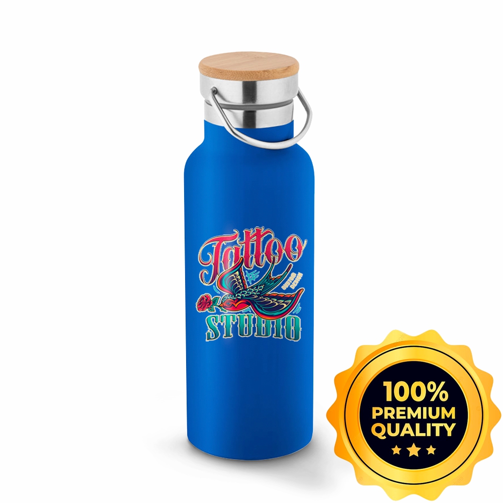 Squeeze De Aço Inox Térmica Modelo Ragnar Com Parede Dupla Com Dtf Uv (Azul)