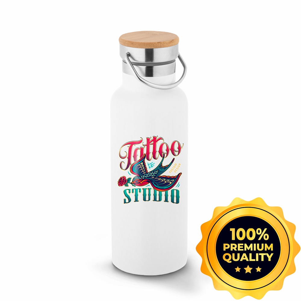 Squeeze De Aço Inox Térmica Modelo Ragnar Com Parede Dupla Com Dtf Uv (Branca)