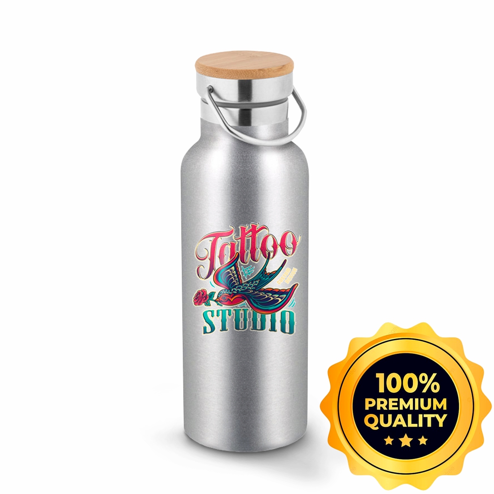 Squeeze De Aço Inox Térmica Modelo Ragnar Com Parede Dupla Com Dtf Uv (Cromada Satinada)