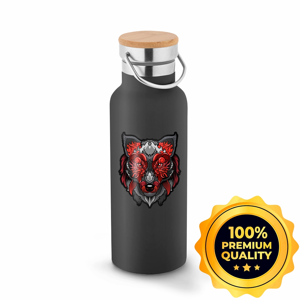 Squeeze De Aço Inox Térmica Modelo Ragnar Com Parede Dupla Com Dtf Uv (Preta)