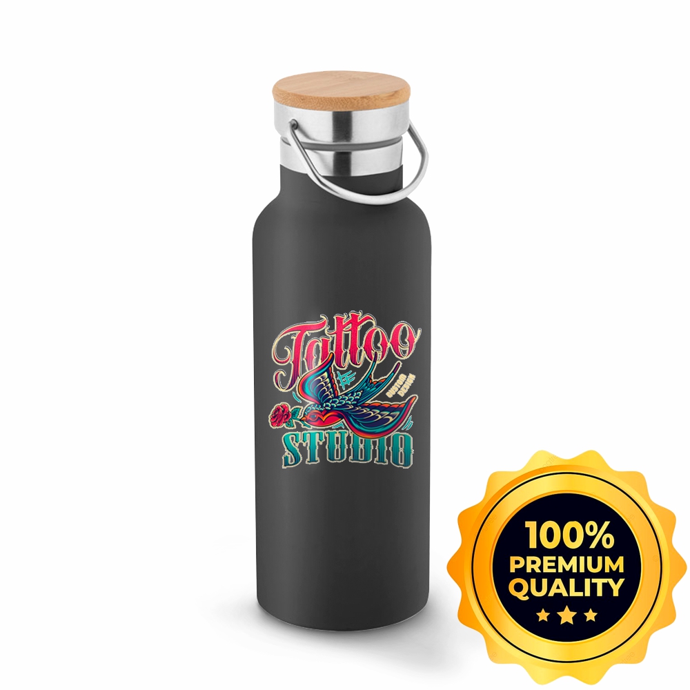 Squeeze De Aço Inox Térmica Modelo Ragnar Com Parede Dupla Com Dtf Uv (Preta)