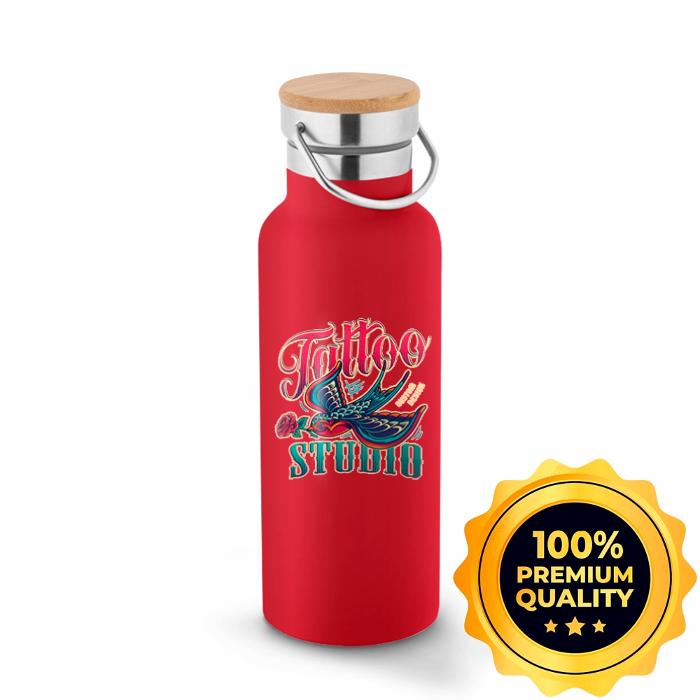 Squeeze De Aço Inox Térmica Modelo Ragnar Com Parede Dupla Com Dtf Uv (Vermelha)