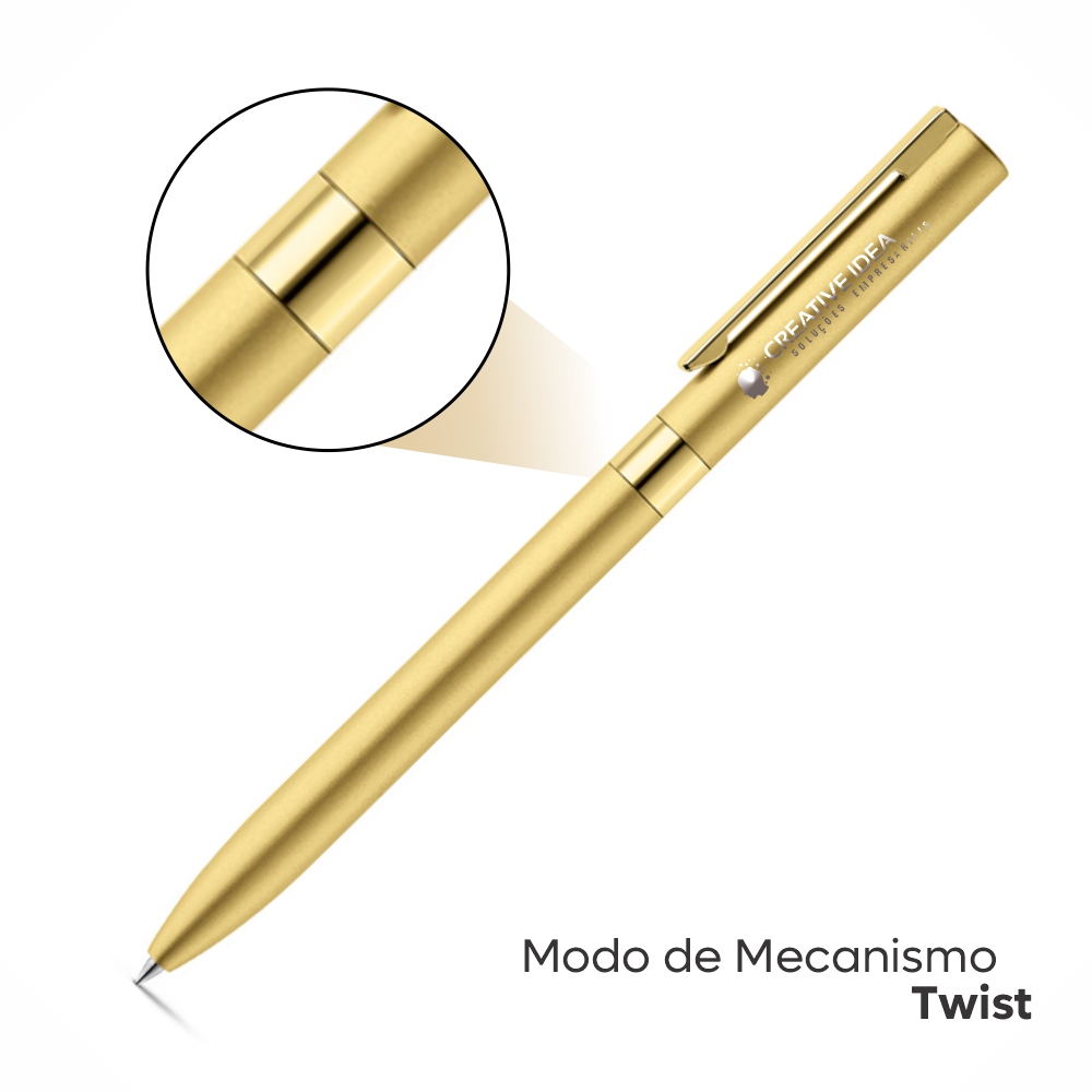 Canetas Gravação a Laser Clare Dourada Satinada