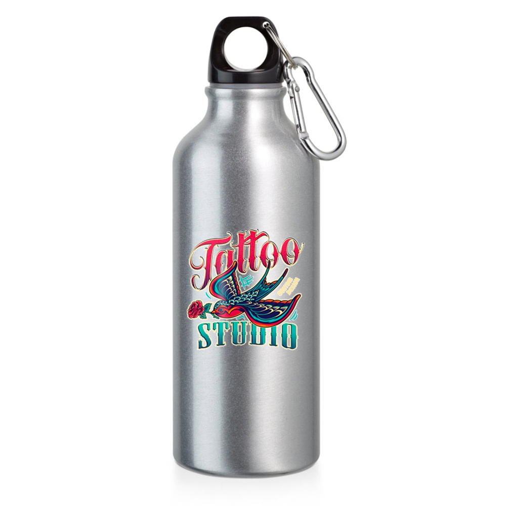 Squeeze De Alumínio Modelo Erald Com Mosquetão Dtf Uv 500ml (Cromada)