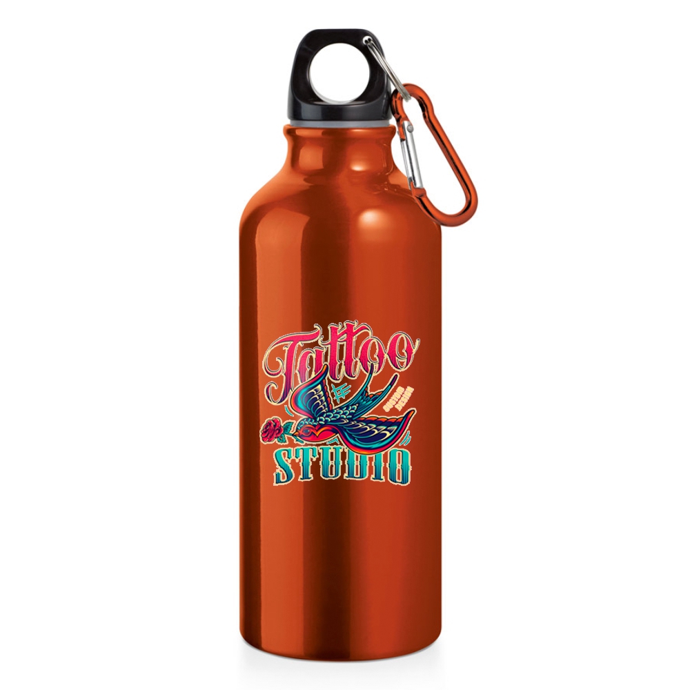 Squeeze De Alumínio Modelo Erald Com Mosquetão Dtf Uv 500ml (Laranja)