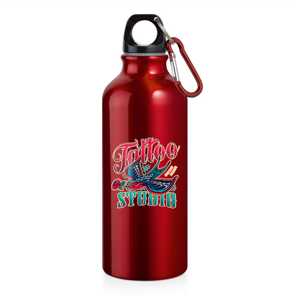 Squeeze De Alumínio Modelo Erald Com Mosquetão Dtf Uv 500ml (Vermelha)