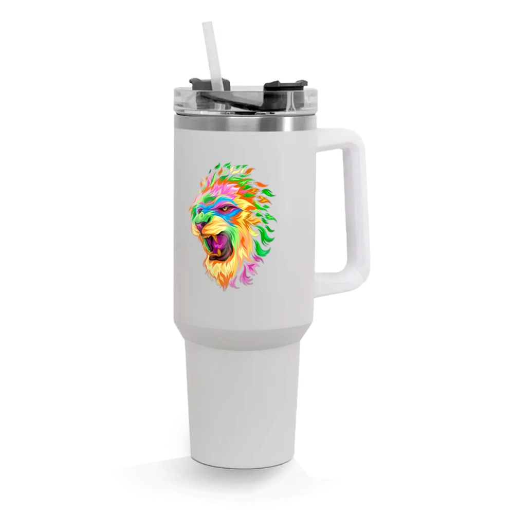 Copos Térmicos Modelo Quench Pro Tampa Acrílica Adesivo DTF UV 1200ml Branco