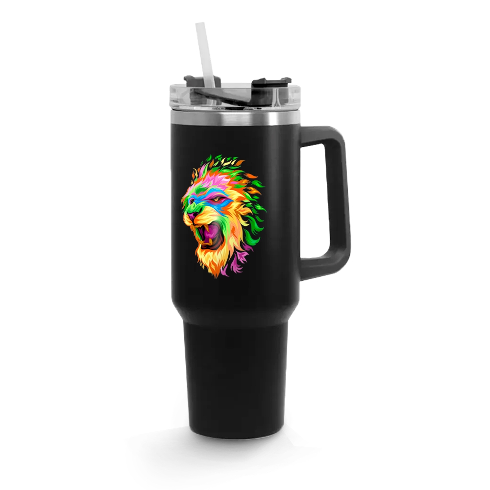 Copos Térmicos Modelo Quench Pro Tampa Acrílica Adesivo DTF UV 1200ml Preto