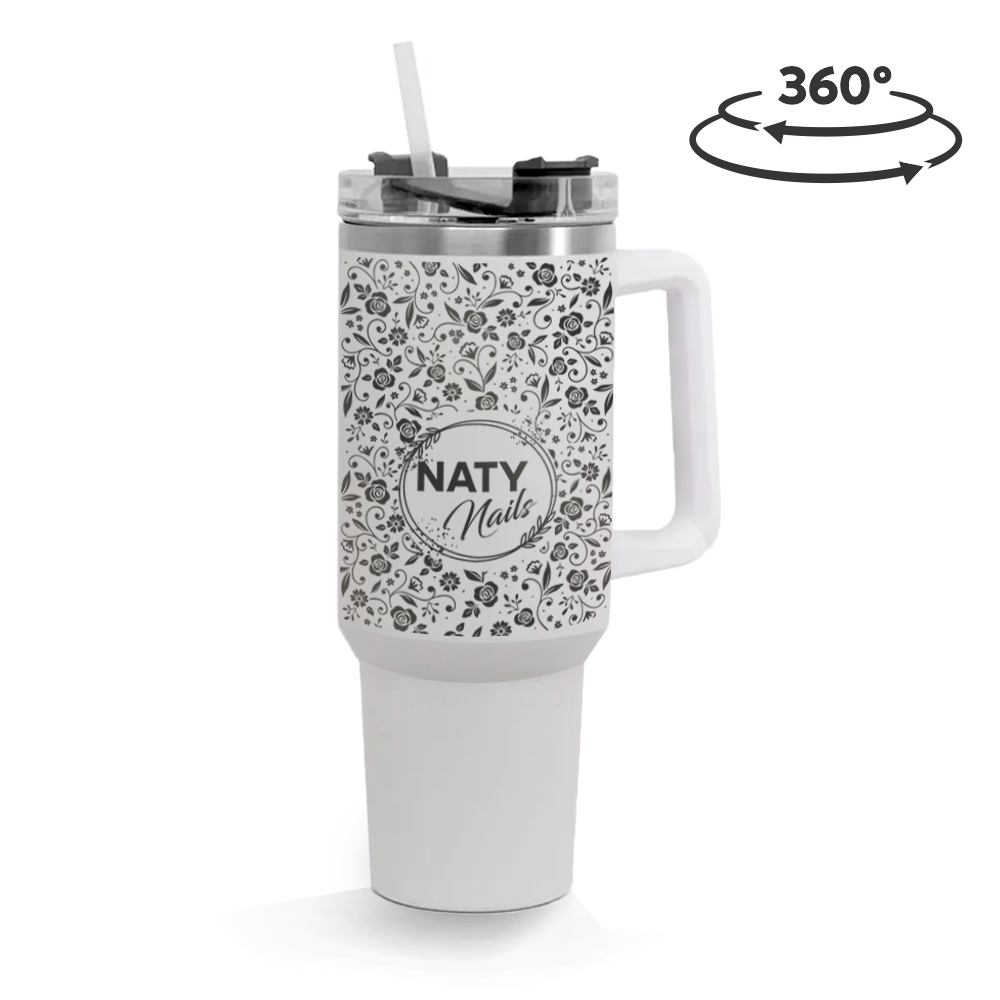 Copos Térmicos Modelo Quench Pro Tampa Acrílica Gravação 360 1200ml Branco