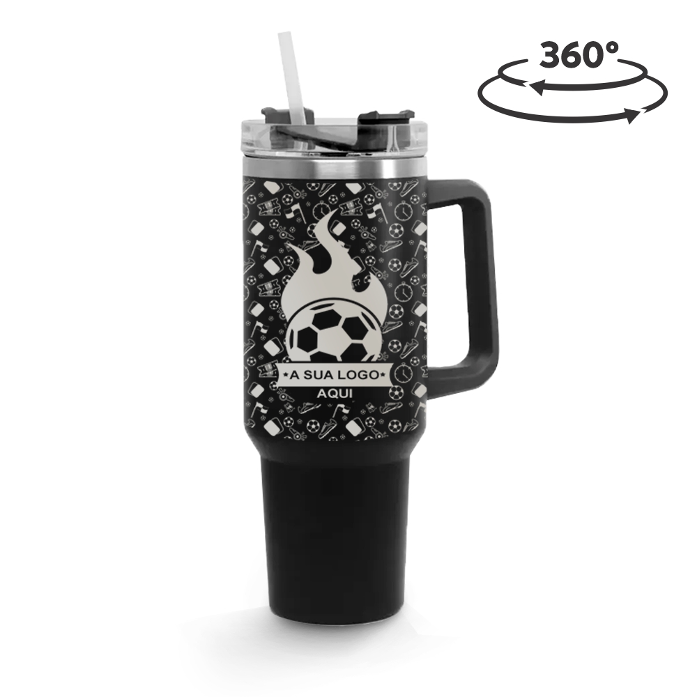 Copos Térmicos Modelo Quench Pro Tampa Acrílica Gravação 360 1200ml Preto