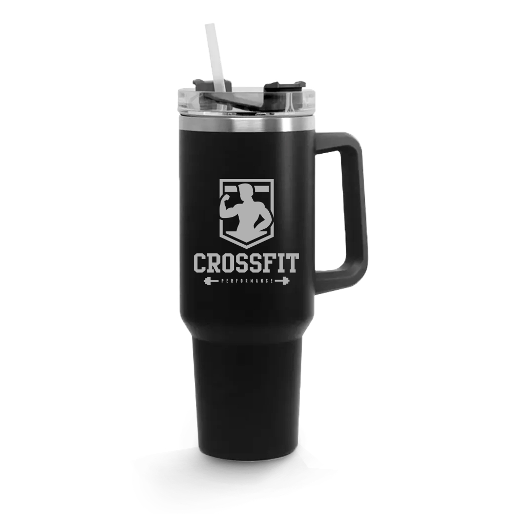 Copos Térmicos Modelo Quench Pro Tampa Acrílica Gravação Frontal 1200ml Preto