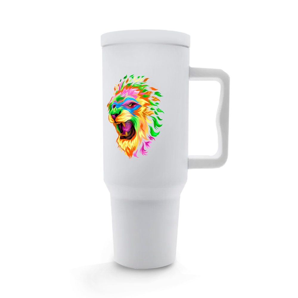 Copos Térmicos Modelo Quench Pro Tampa Acrílica Tampa Lisa Adesivo DTF UV 1200ml Branco