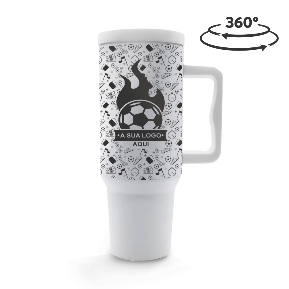 Copos Térmicos Modelo Quench Pro Tampa Lisa Gravação 360 1200ml Branco