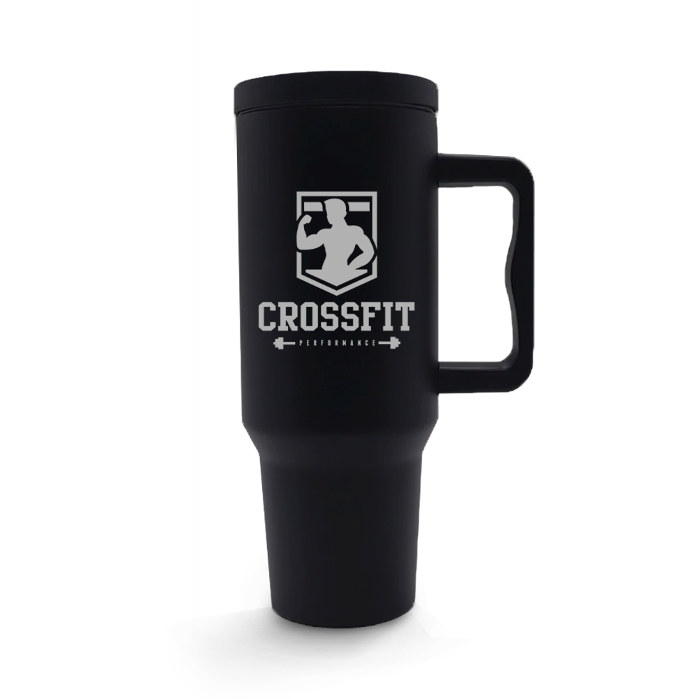 Copos Térmicos Modelo Quench Pro Tampa Lisa Gravação Frontal 1200ml Preto