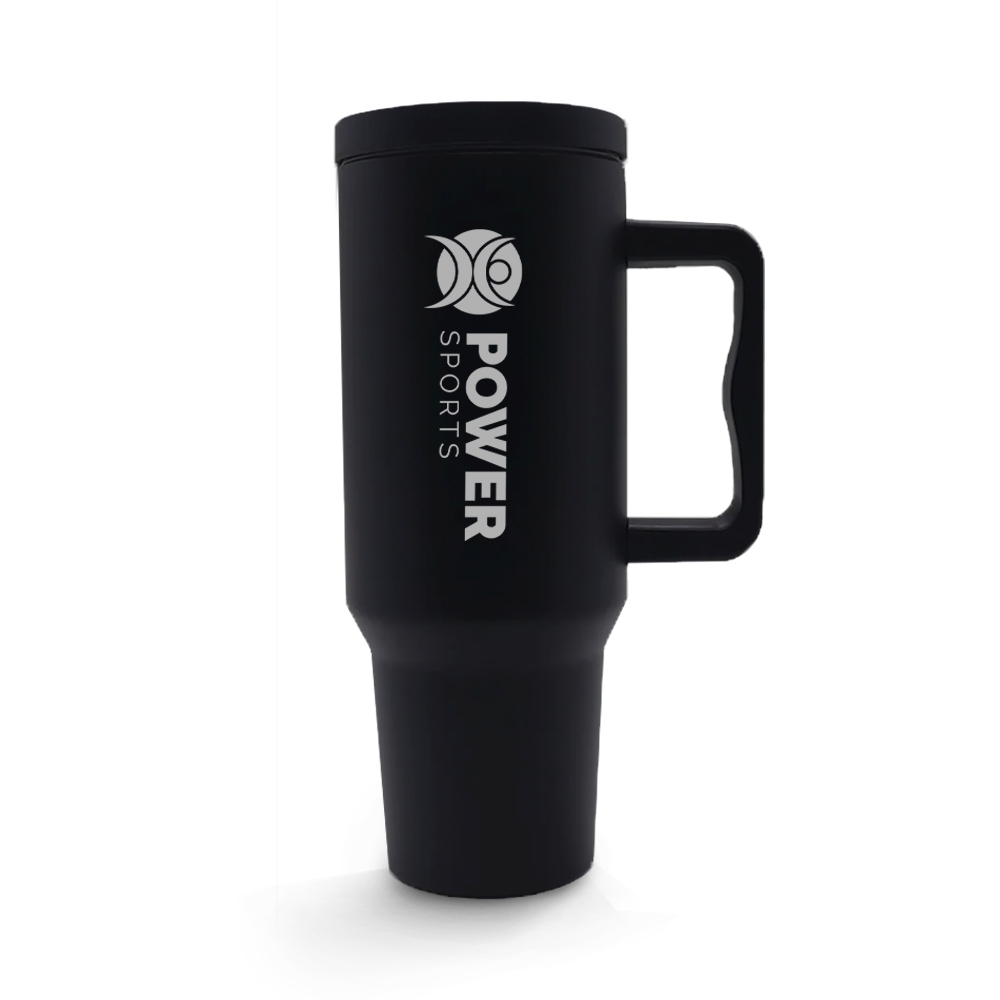 Copos Térmicos Modelo Quench Pro Tampa Lisa Gravação Frontal 1200ml Preto