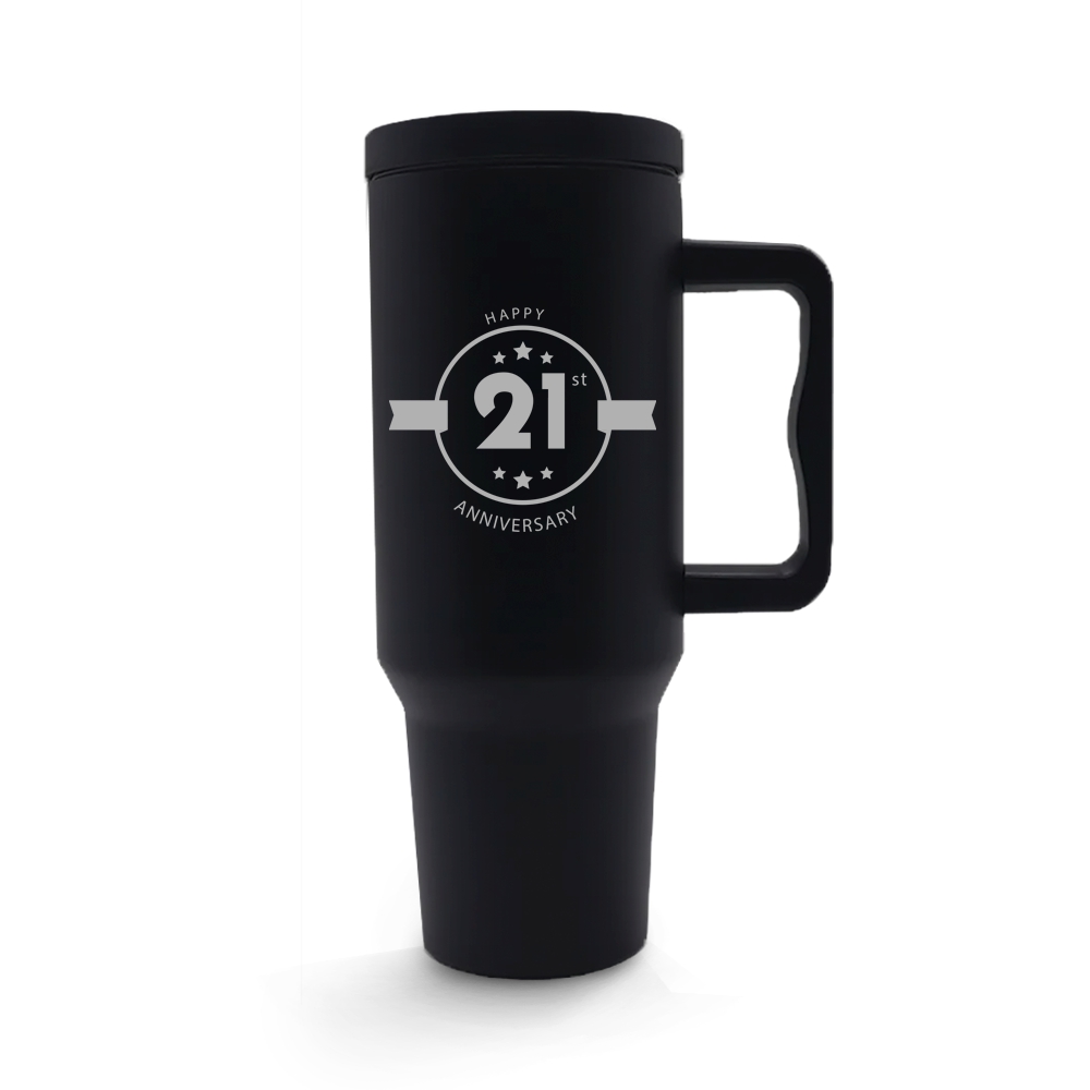 Copos Térmicos Modelo Quench Pro Tampa Lisa Gravação Frontal 1200ml Preto