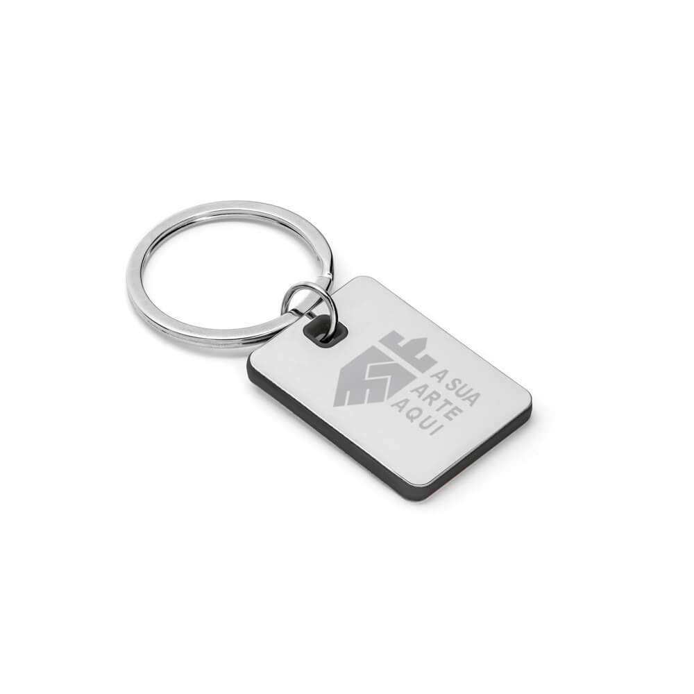 Chaveiro Gravação A Laser Metal Modelo Plaquinha Detalhe Preto