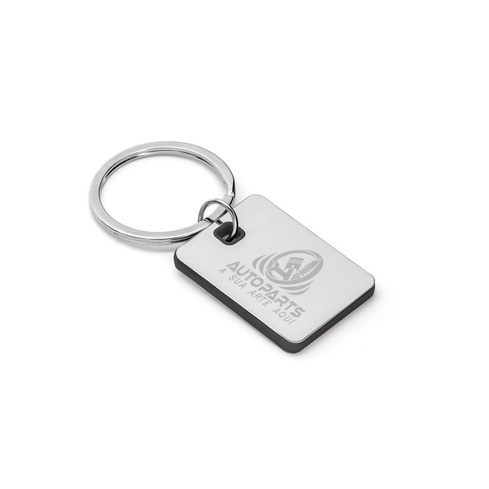 Chaveiro Gravação A Laser Metal Modelo Plaquinha Detalhe Preto