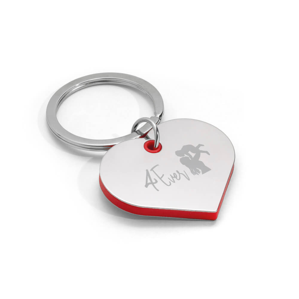 Chaveiro Gravação A Laser Metal Modelo Coração Com Detalhe Em Abs