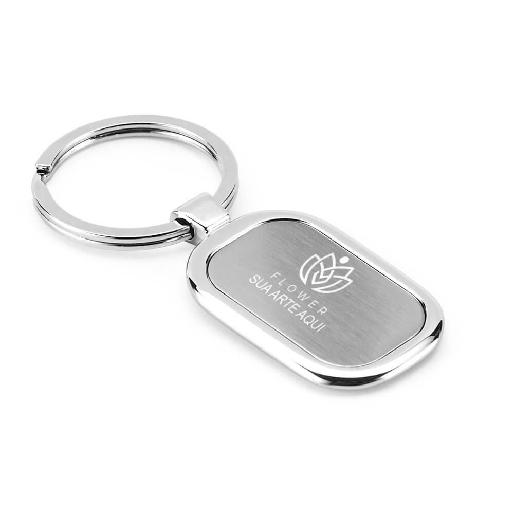 Chaveiro Gravação A Laser Metal Modelo Placa Luxo Cromado Satinado