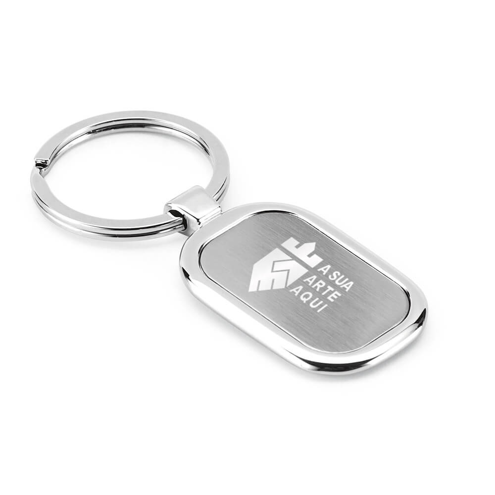 Chaveiro Gravação A Laser Metal Modelo Placa Luxo Cromado Satinado