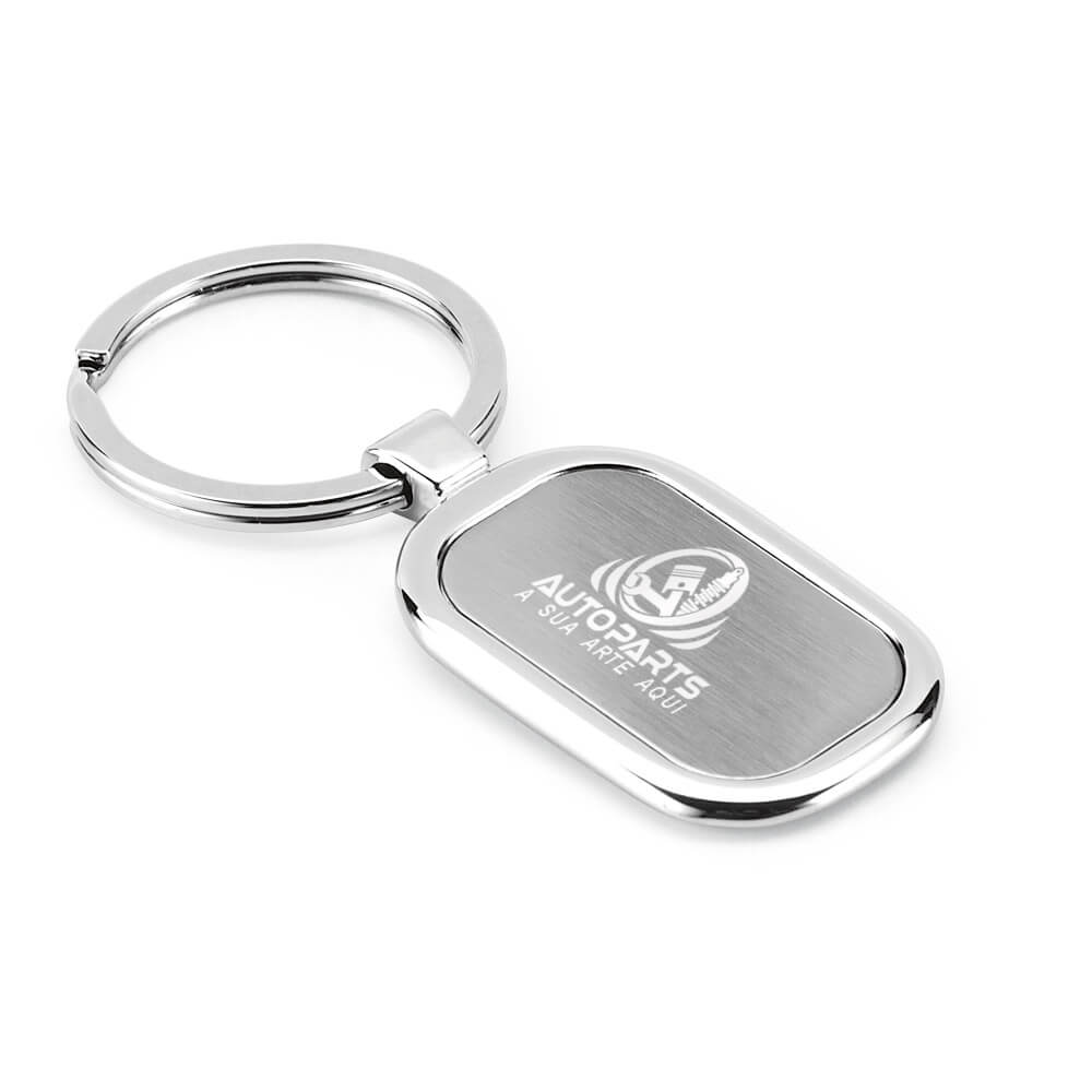 Chaveiro Gravação A Laser Metal Modelo Placa Luxo Cromado Satinado