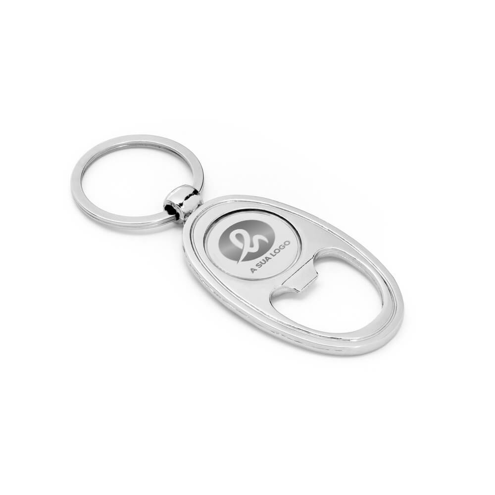 Chaveiro Gravação A Laser Metal Modelo Blake Com Abridor Cromado