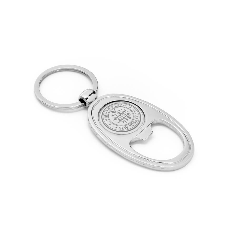 Chaveiro Gravação A Laser Metal Modelo Blake Com Abridor Cromado